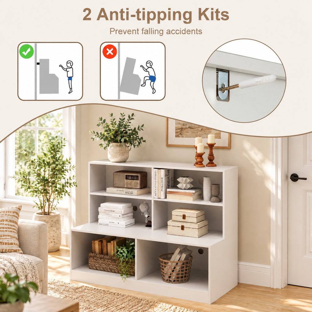 Airfind Entryway Shoe Cabinet with 2 Anti-tipping Kits, 110 lbs Capacity, MDF Frame, 47 x 19.5 x 35.5 Depth of Top Shelf 10 Footprint, White