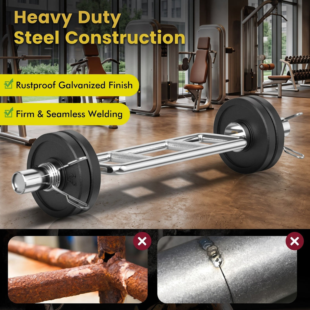 Airfind Olympic Triceps Bar 700 LBS Capacity Steel Curl Bar with Knurled Handles for Squats Deadlifts Shrugs Home Gym Strength Training, Silver