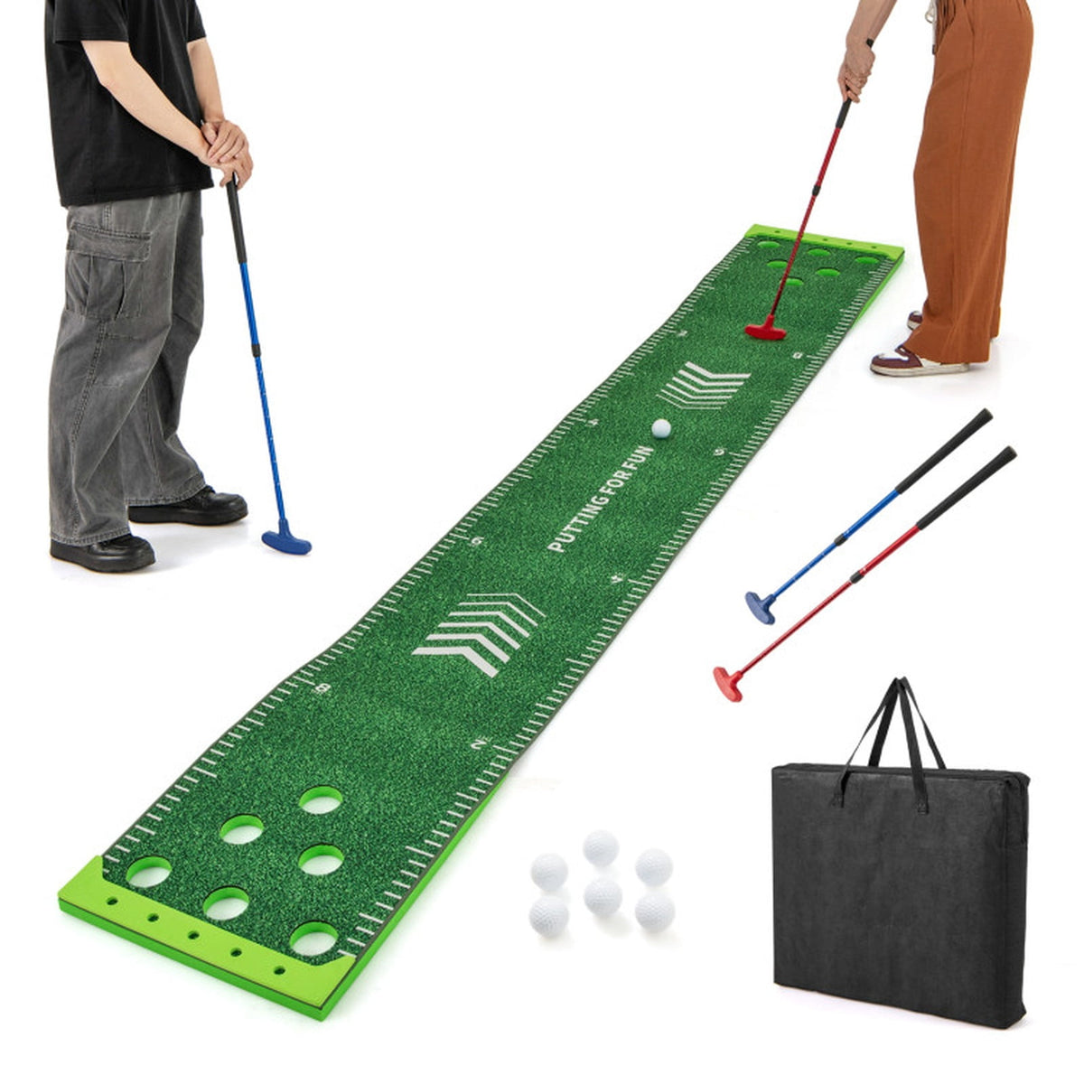 Airfind Premium Golf Hitting Practice Mat with thickened turf simulation and rubber anti-slip base plus ball tee holes for backyard driving practice, Green