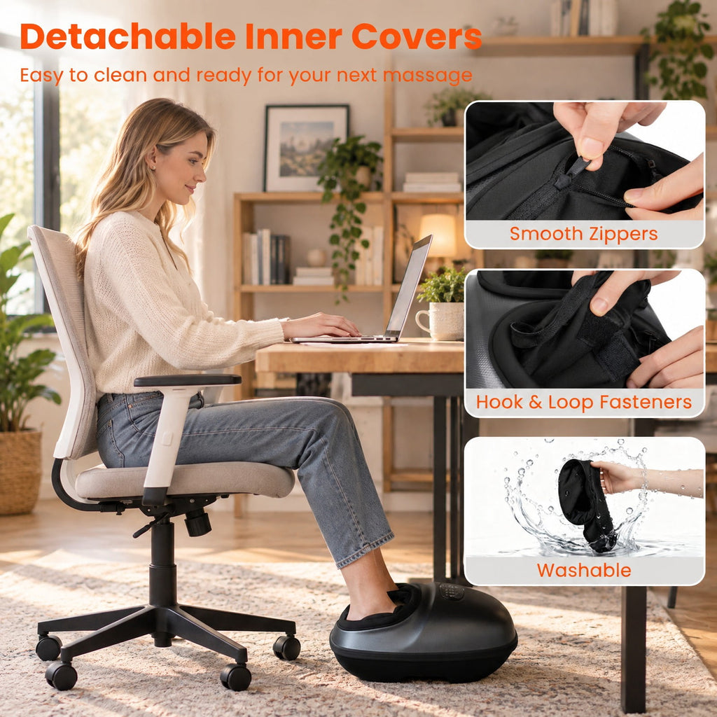 Airfind Shiatsu Foot Massager Machine with 2-Level Heat and Air Compression, EVA ABS Polyester Fabric Frame, Black