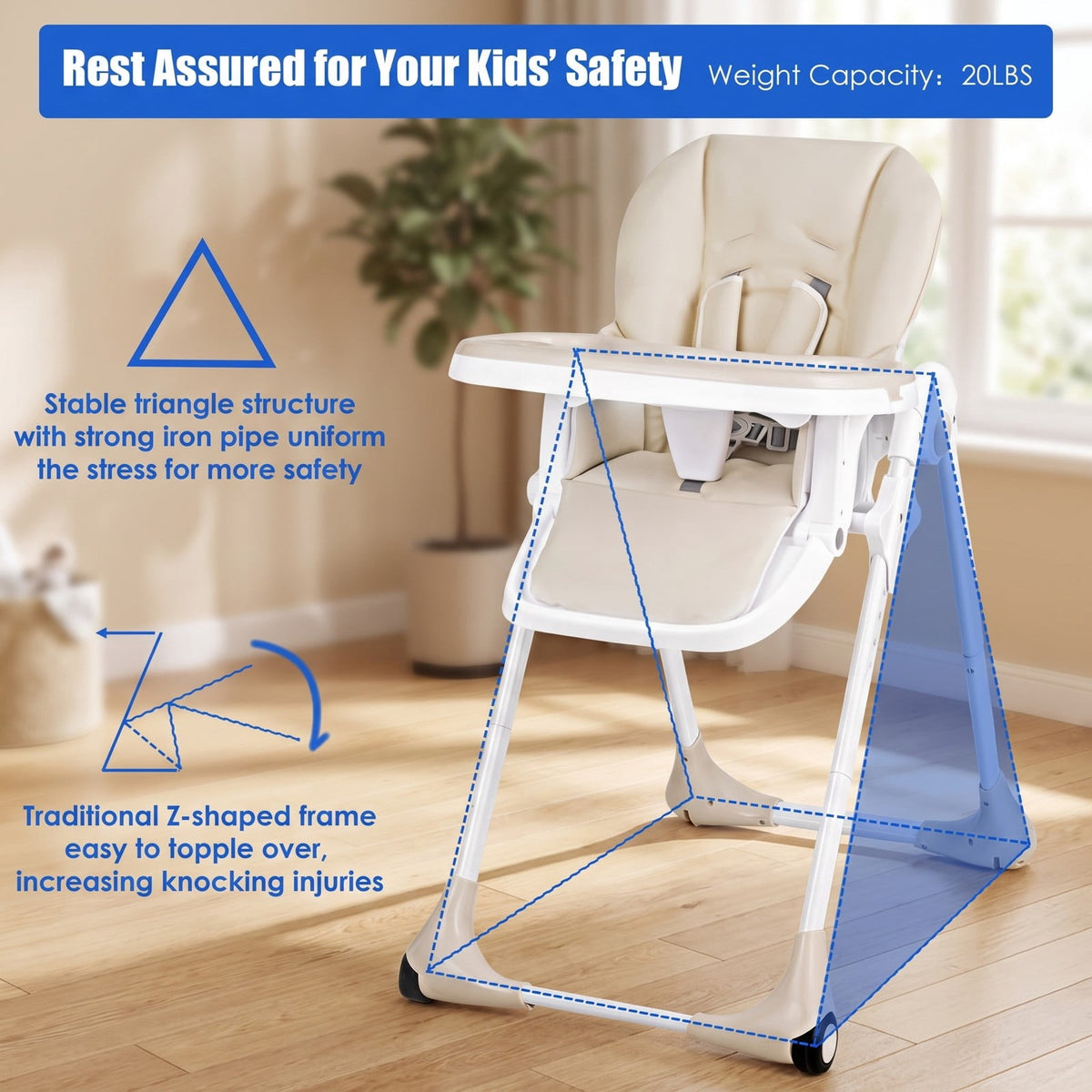 Airfind 3-in-1 Convertible Baby High Chair for Baby and Toddler, 33 lbs Capacity, Metal PP PU