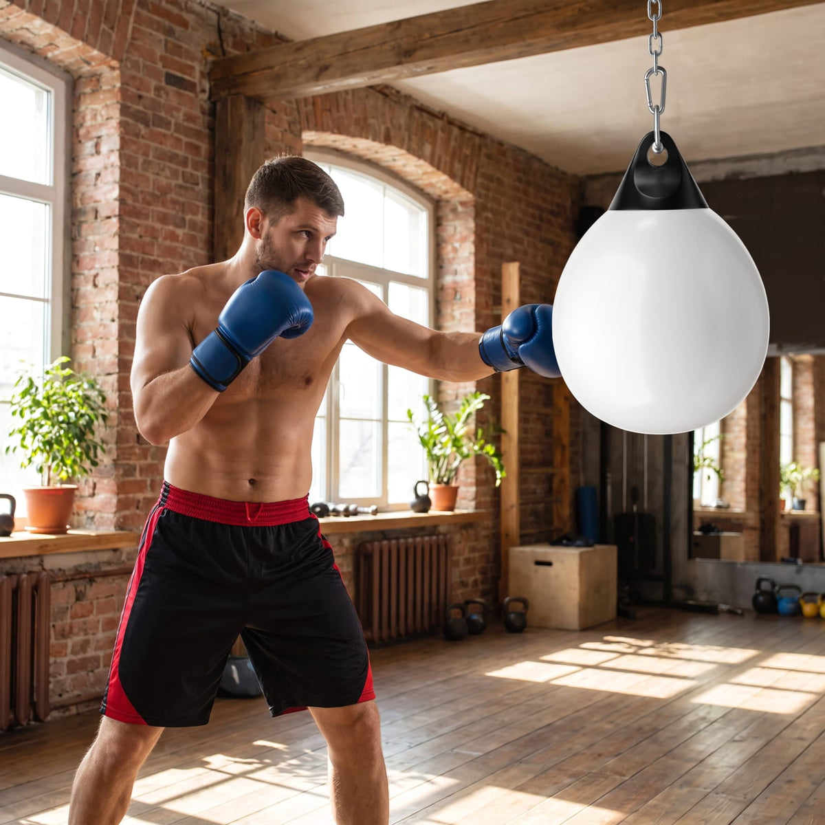 Airfind 21 Inch Water Aqua Punching Bag with Adjustable Metal Chain and Water Hose for Home Gym Boxing and Reaction Training, White