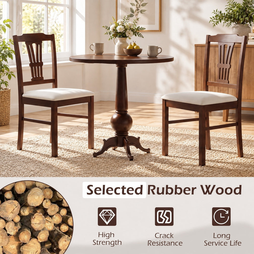 Airfind Wooden Dining Chairs Set of 2 Upholstered Kitchen Chairs with Solid Rubber Wood Frame, 330 lbs Capacity, 18.5 x 17 x 35 Footprint, Beige