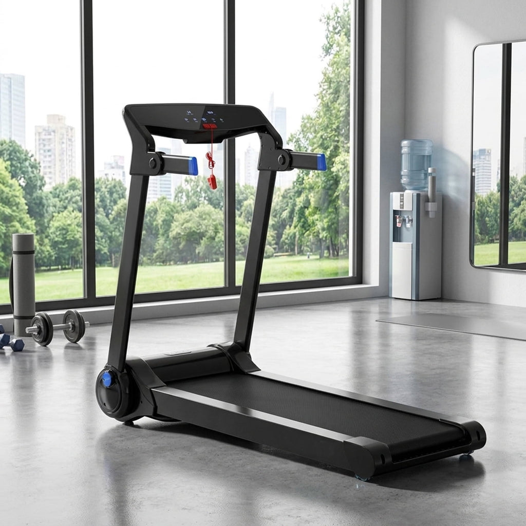 Airfind 3 HP Folding Treadmill with Audio Console Walking Treadmill for Home with Cushioned Deck and Transport Wheels Supports 242 lbs, Blue