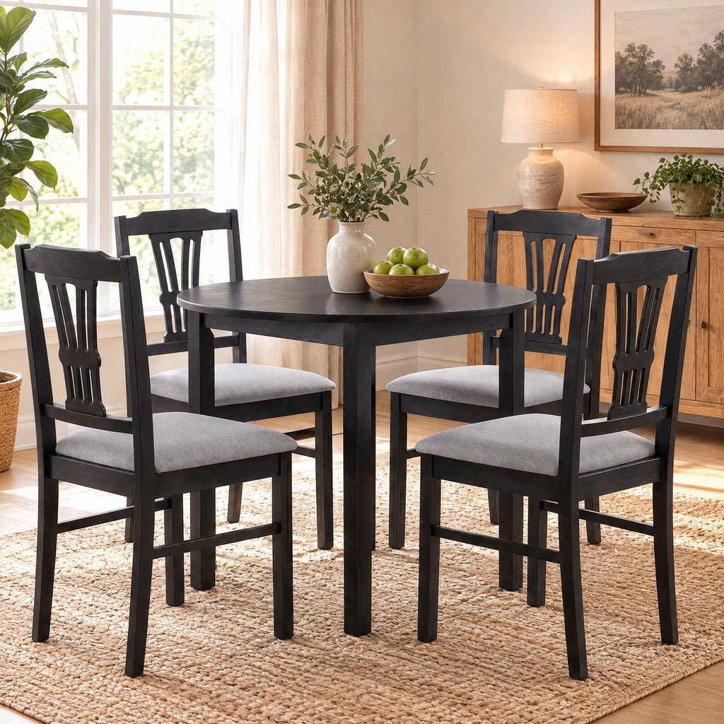 Airfind Wooden Dining Chairs Set of 2 Upholstered Kitchen Chairs with Solid Rubber Wood Frame, Chair 330 lbs Capacity, 18.5 x 17 x 35 Footprint