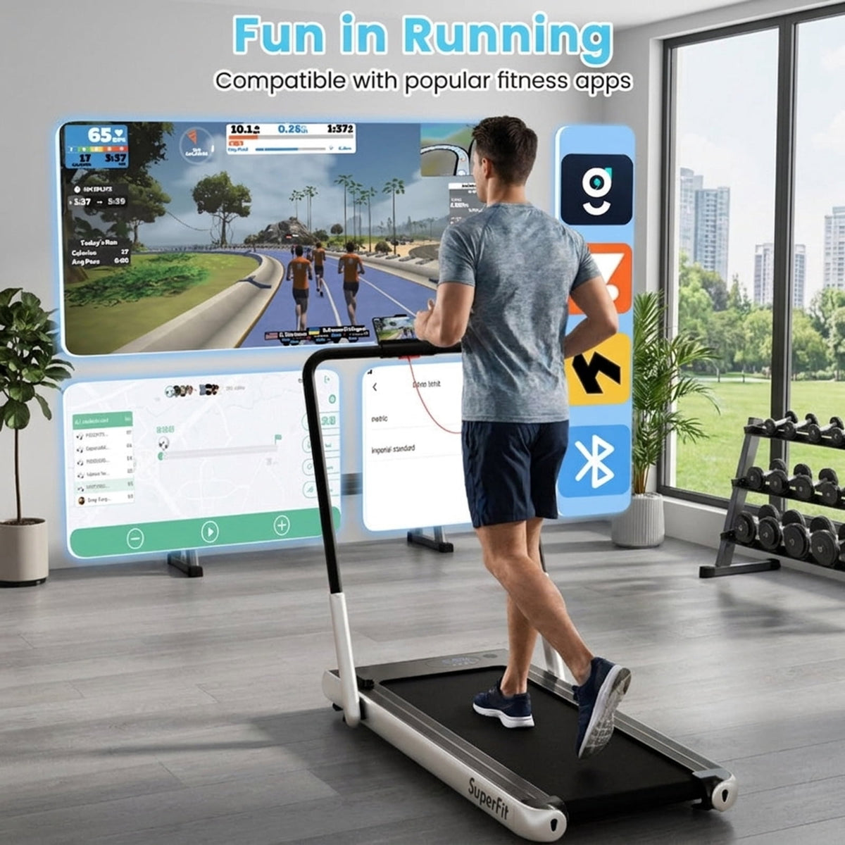 Airfind Walking Treadmill for Home with Adjustable 0.6-8 MPH Speed and Shock-Absorbing Belt Plus USB Port and Transport Wheels to Serve as a Quiet Folding Walking Pad, Silver