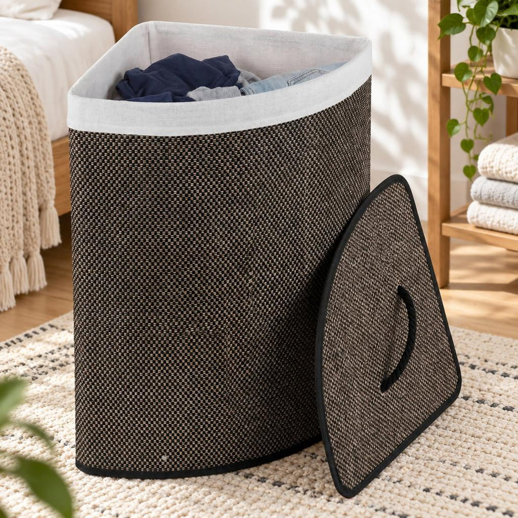Airfind 15 Gal Capacity Bamboo Laundry Hamper with Removable Liner, 22 lbs Capacity, Bamboo Polyester Cotton Metal Engineered Wood Frame, Black