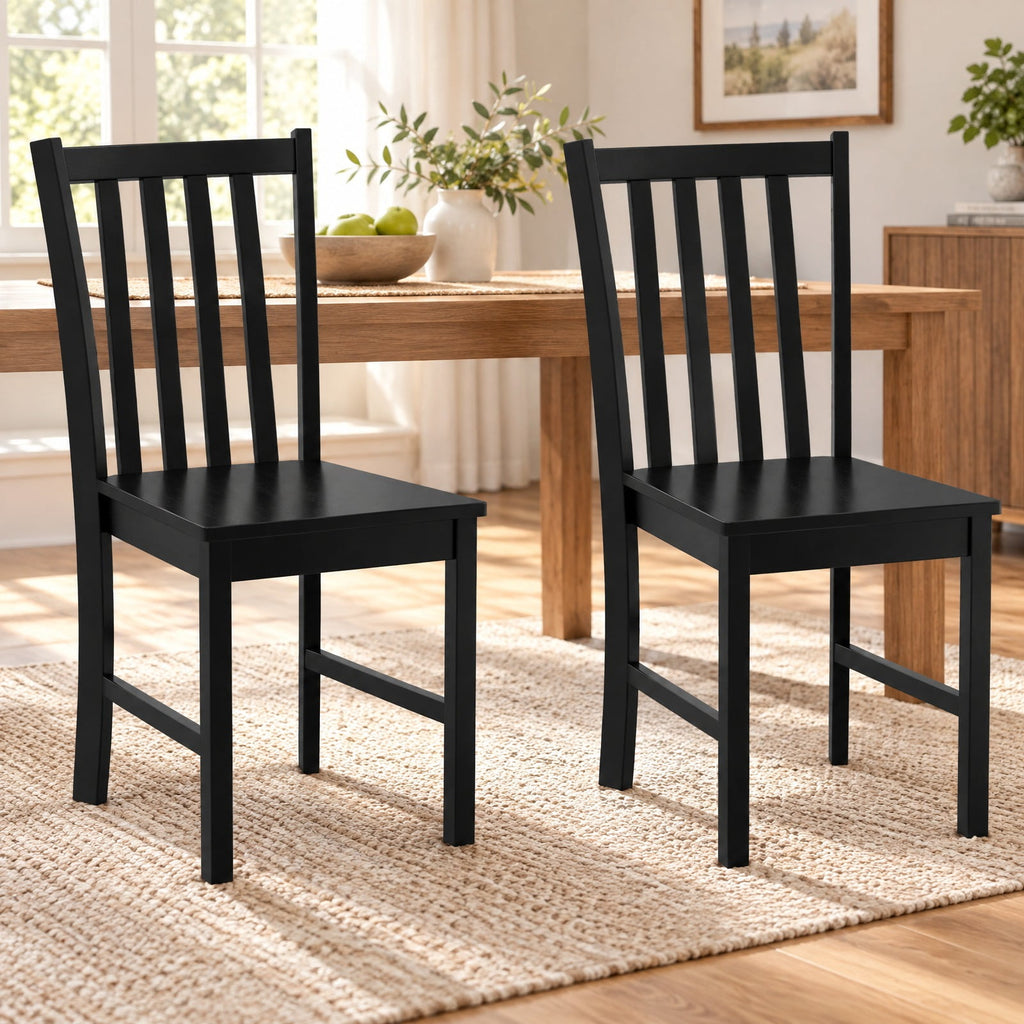 Airfind Rustic Dining Chairs Set of 2 Wooden Kitchen Chairs with Slat Tilt Backrest, Chair 330 lbs Capacity, Rubber Wood Frame, White