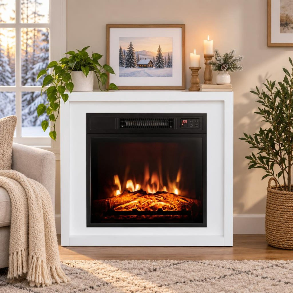 Airfind 18 Inch Electric Fireplace Inserted with Adjustable LED Flame, Iron glass Frame, 3-level adjustable 3D realistic flame effects