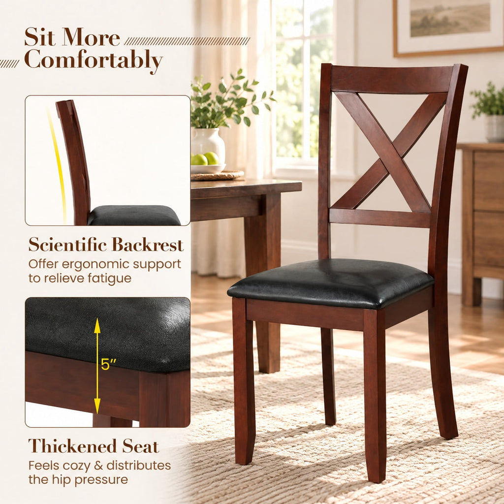 Airfind Set of 2 Wooden Kitchen Dining Chair with Padded Seat and Rubber Wood Legs, Capacity 355 lbs Capacity, 18 x 22 x 39 Footprint, Black