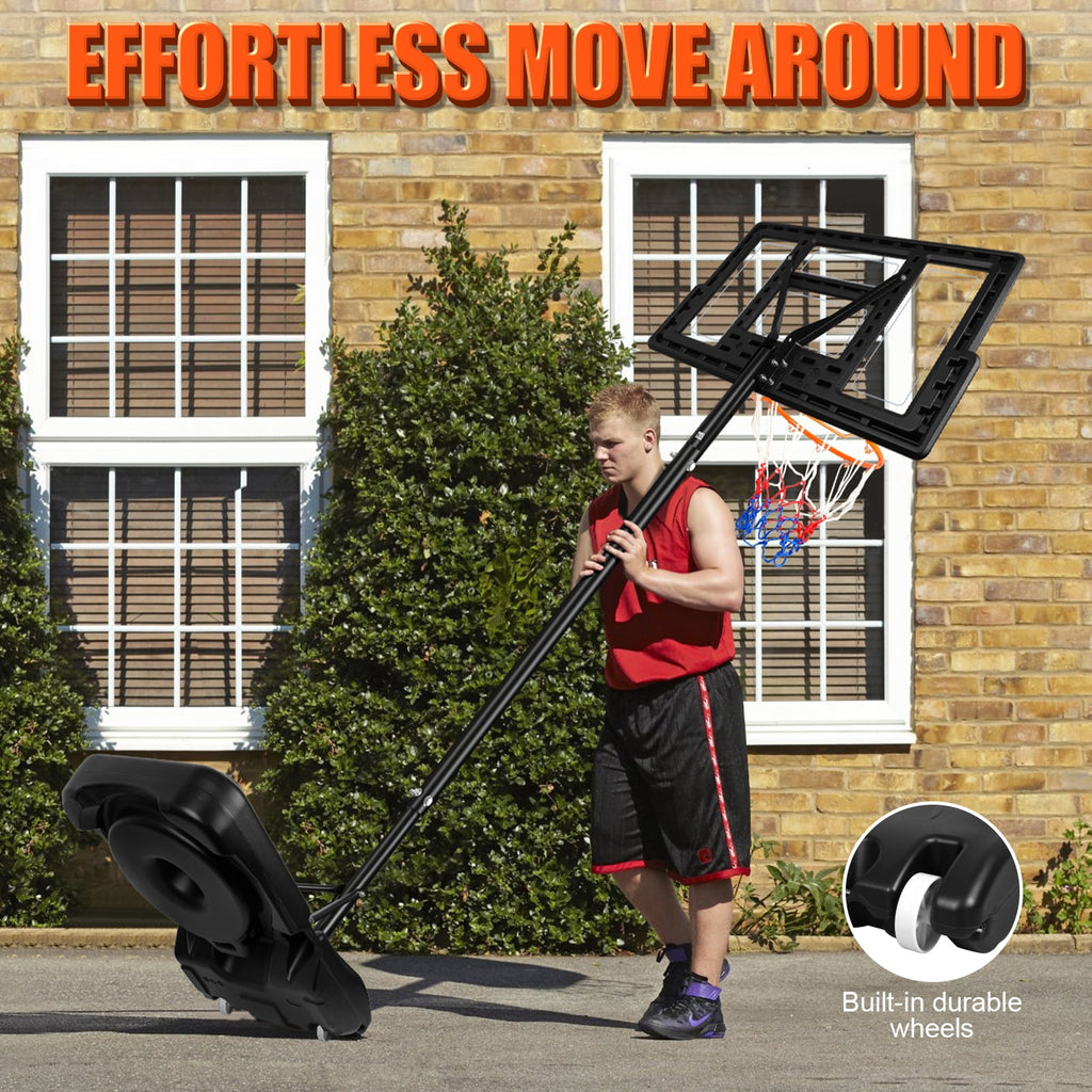 Airfind Portable Basketball Hoop 44in Backboard 5.7-10ft Adjustable with Wheels