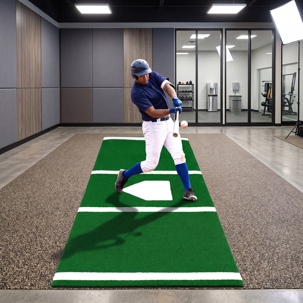 Airfind Softball Pitching Mat 10 x 3 Feet Softball Training Aid with Turf Surface and Pitching Plate and Carry Strap, Green