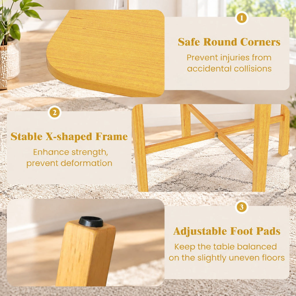 Airfind Foldable Dining Table for 2-4 People with Rubber Wood Legs for Small Space, 180 lbs Capacity, Rubber Wood MDF Frame, Natural