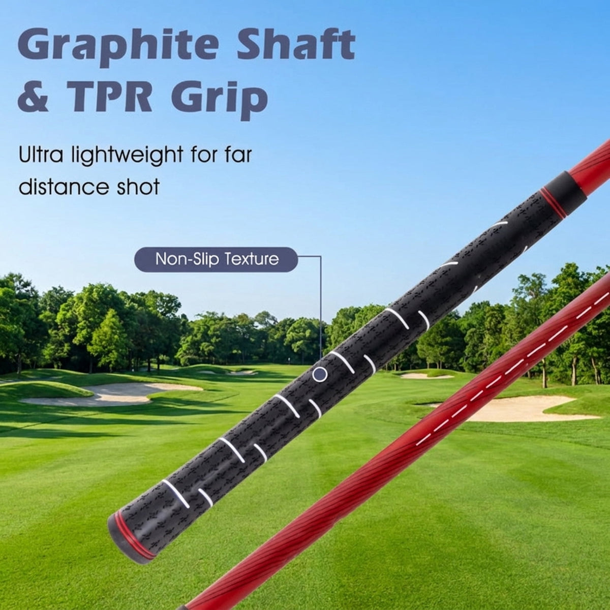 Airfind Junior Complete Golf Club Set for Ages 8-10 with 5 Pieces and Fiberglass Shafts Plus TPR Grip Handles and a Stand Bag as a Full Golf Club Set, Blue