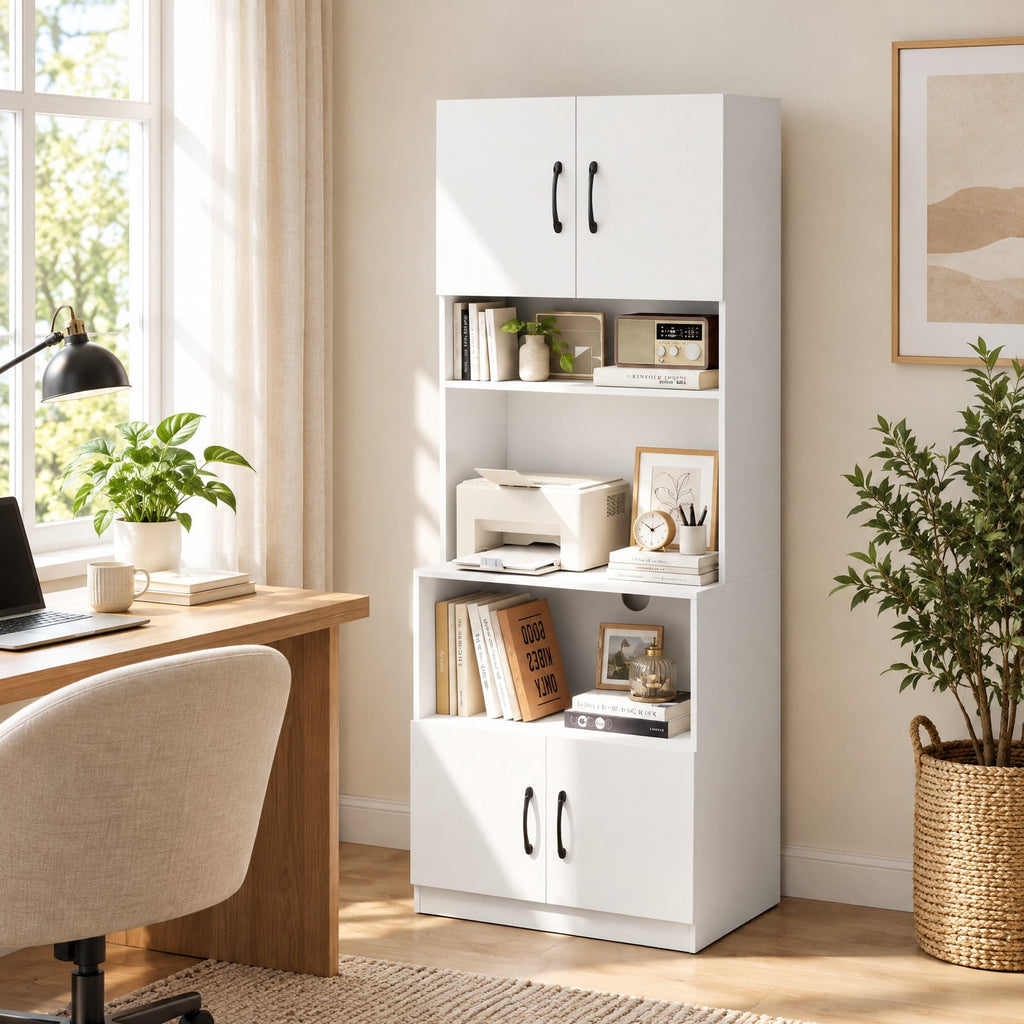 Airfind 66 Inch Kitchen Pantry Cabinet with Charging Station and Adjustable Shelves for Dining Room, 66 lbs Total Capacity, Engineered Wood Frame