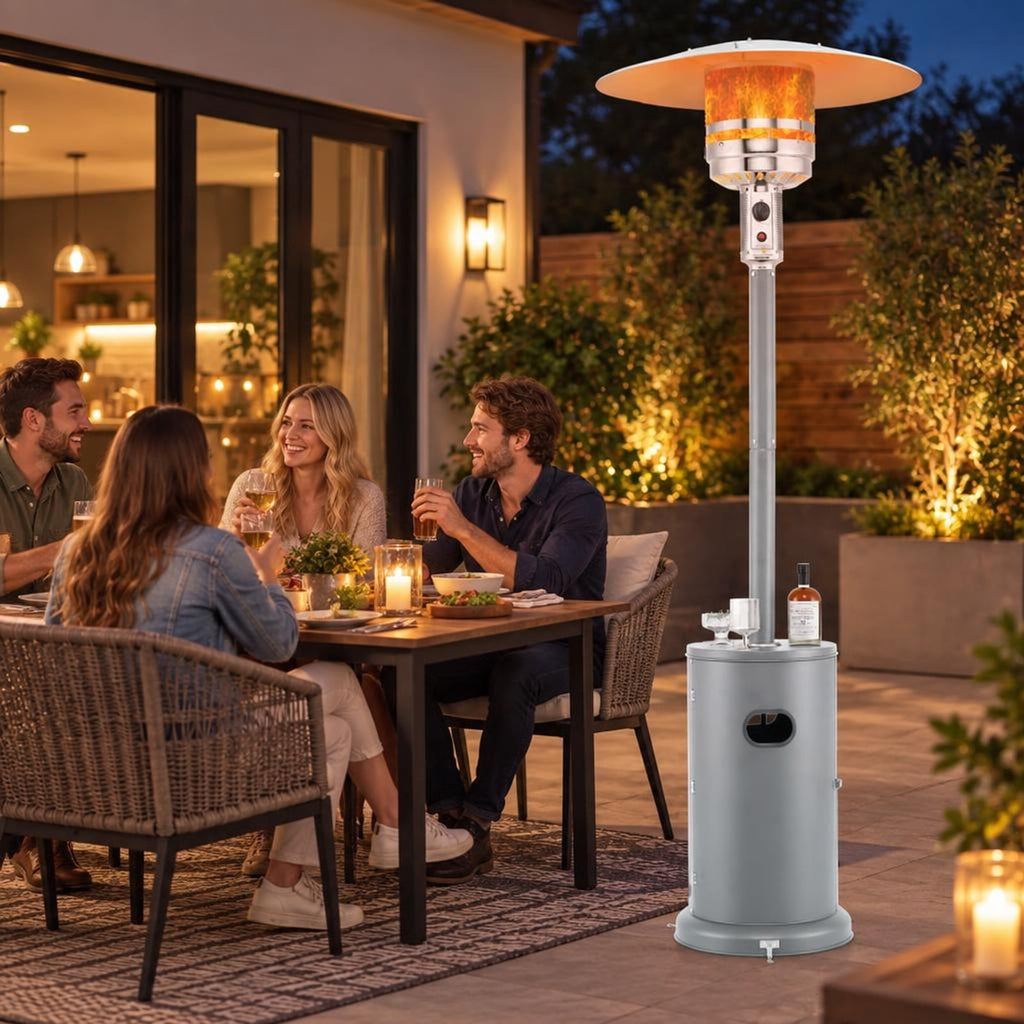 Airfind 50000 BTU Propane Patio Heater with Round Table Design, Aluminum 304 Stainless Steel Metal Frame, 32 x 87 Footprint, Gray
