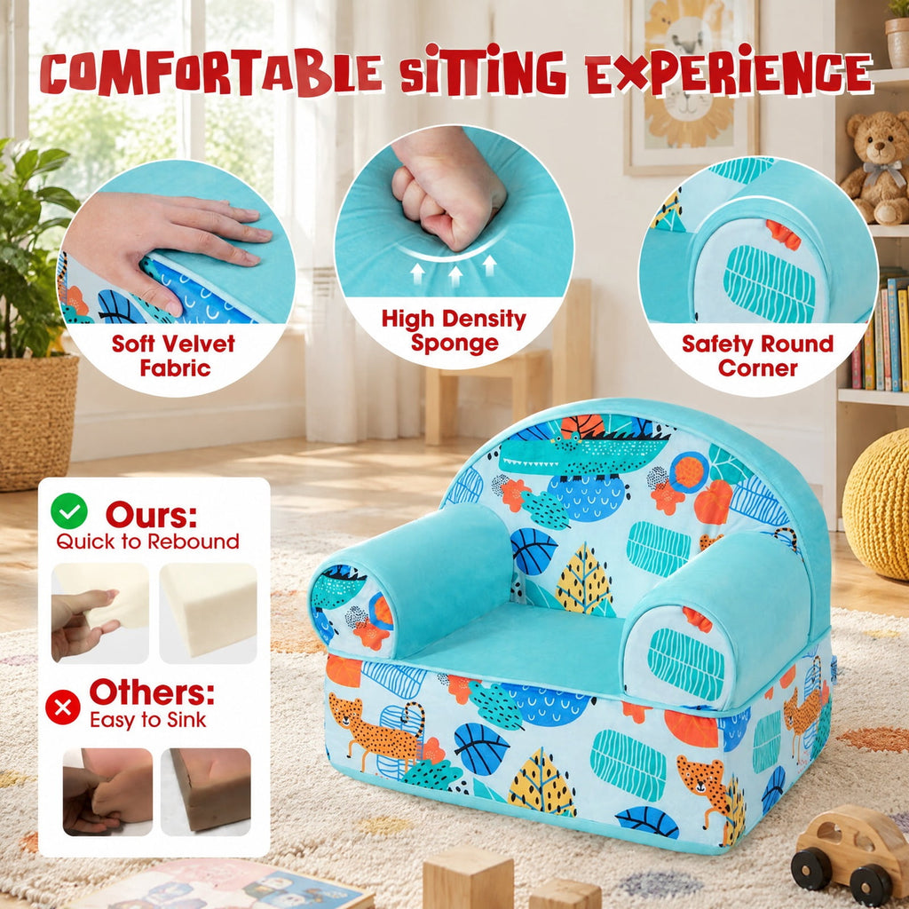 Airfind Kids Armchair with Plush Velvet Cover and Soft Sponge Filling, 110 lbs Capacity, Velvet Fabric Sponge Frame, 25.5 Inch x 17.5 Inch x 20.5 Inch Footprint