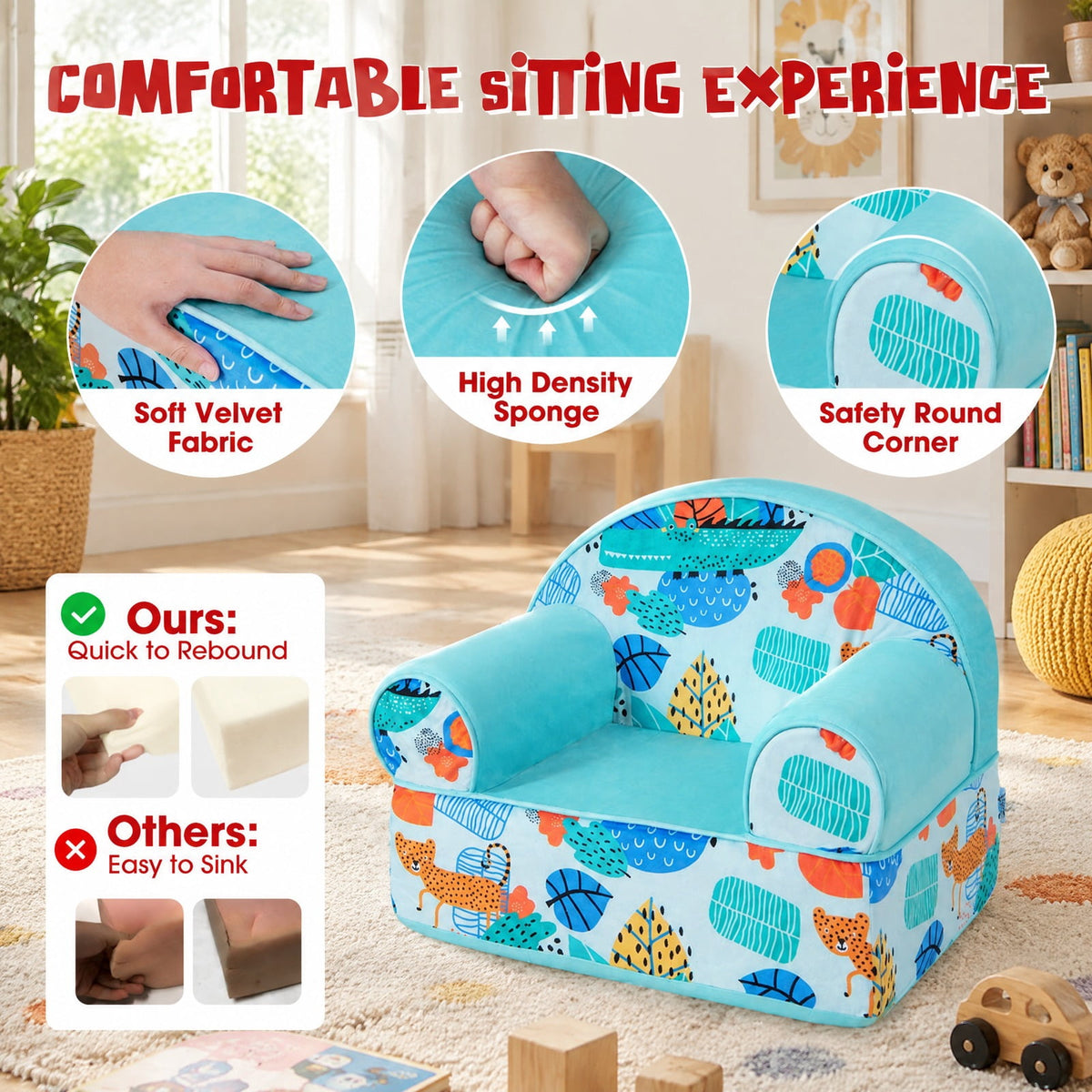 Airfind Kids Armchair with Plush Velvet Cover and Soft Sponge Filling, 110 lbs Capacity, Velvet Fabric Sponge Frame, 25.5 Inch x 17.5 Inch x 20.5 Inch Footprint
