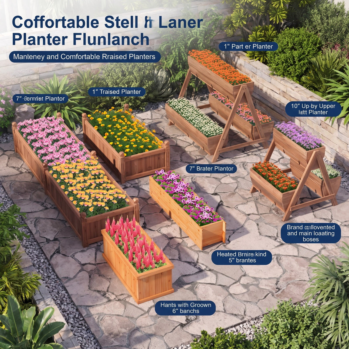 Airfind Vertical Raised Garden bed with 3 Wooden Planter Boxes, Fir Wood Frame, 26 x 29 x 29 (L x W x H) Interior Footprint, Brown