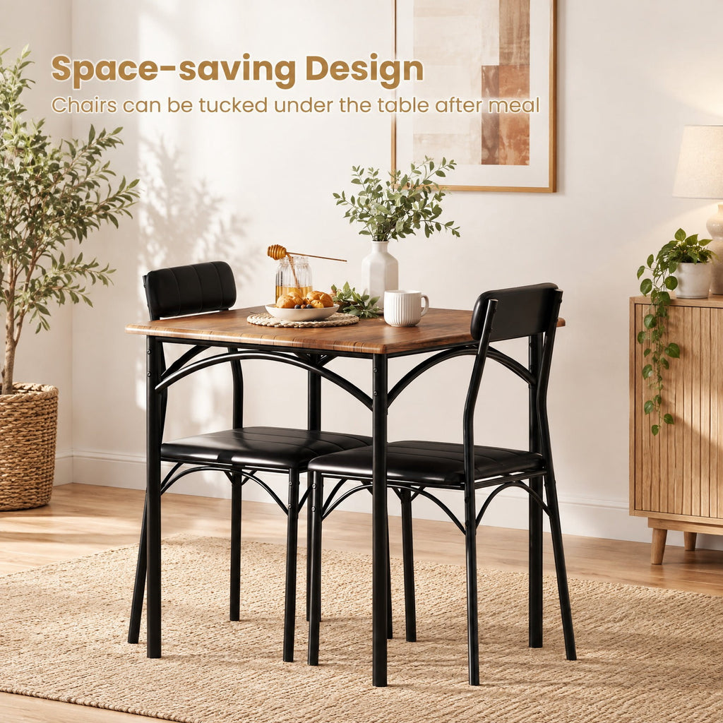 Airfind 3-Piece Dining Table Set Square Kitchen Table and 2 Chairs for Dining Room, 220 lbs Capacity, MDF Frame, 29 x 29 x 30 Footprint, Brown