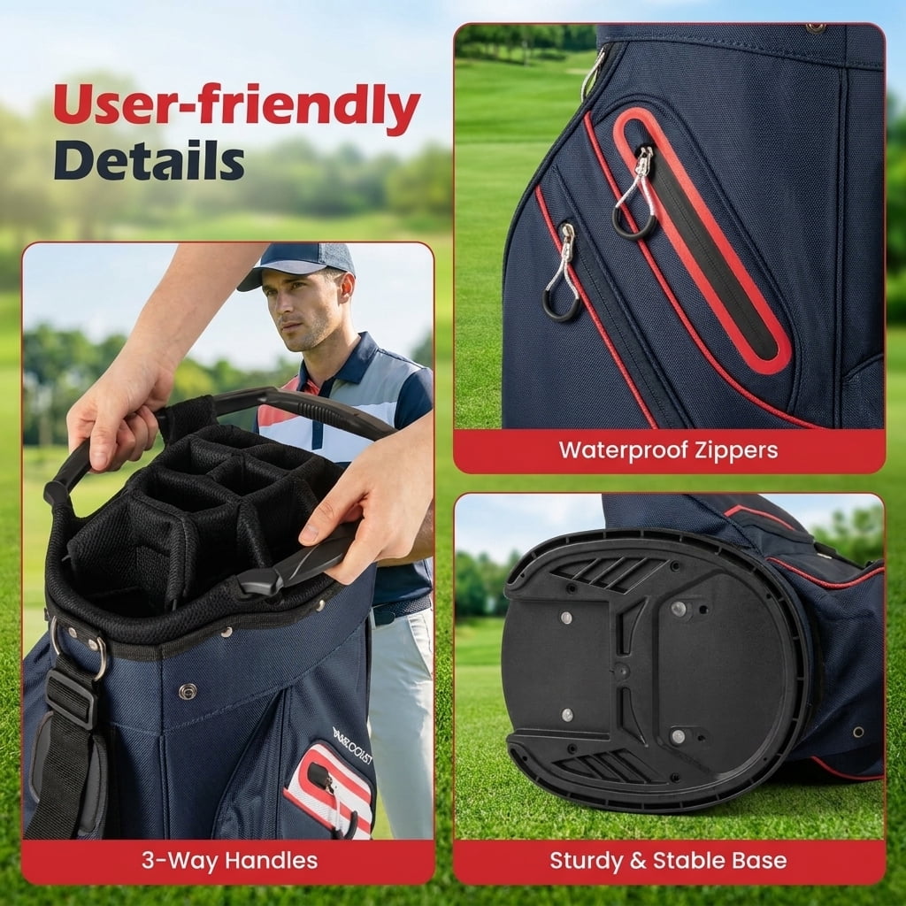 Airfind Soft-Sided Golf Travel Bag with Wheels and Thick Sponge Padding featuring a 600D Oxford cover with a lockable zipper and 3 carry handles for flight and road trips, Navy