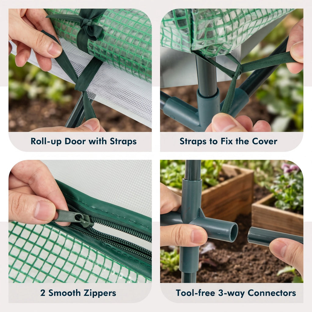 Airfind 6 x 3 x 3 Feet Galvanized Raised Garden Bed with Greenhouse, Galvanized Steel Metal PVC Frame, Green