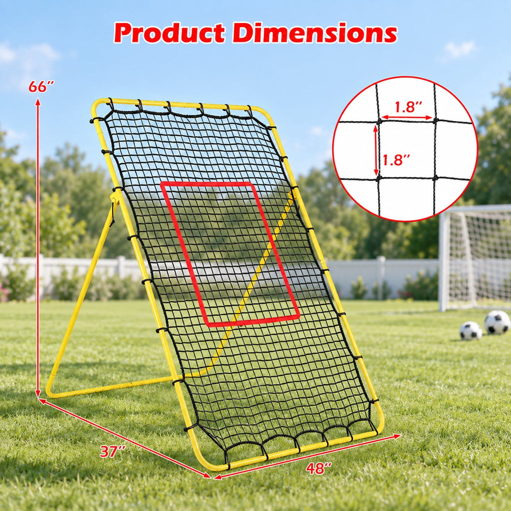 Airfind Volleyball Rebounder Net with 4 Adjustable Angles for Bumping and Spiking, Yellow + Red + BlackMaterial Metal PE PP Polyester FabricProduct
