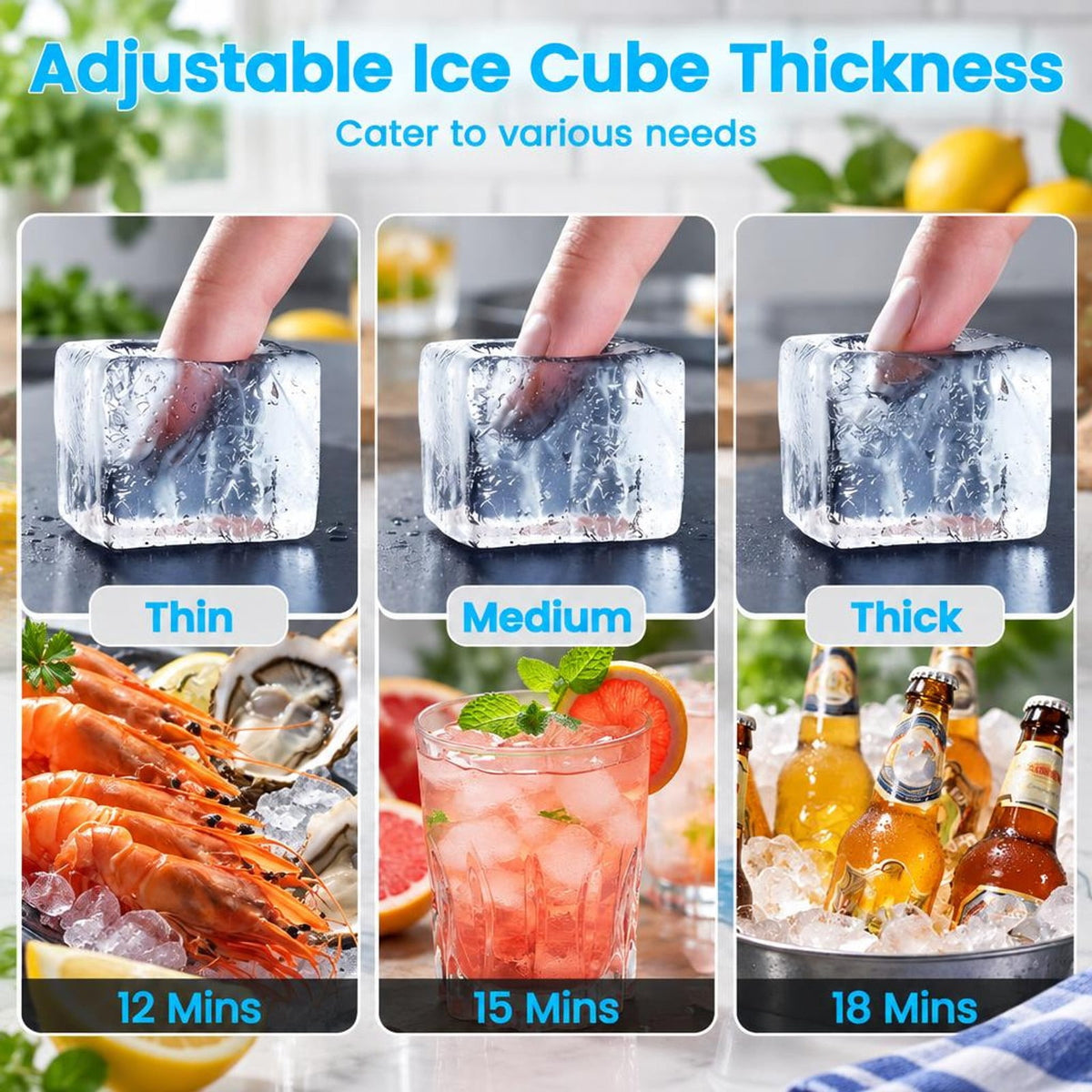 Airfind Stainless Steel Commercial Ice Maker 110 Lbs/24h, Stainless Steel Galvanized Steel Acrylic PP for Convenient Everyday Use, Silver