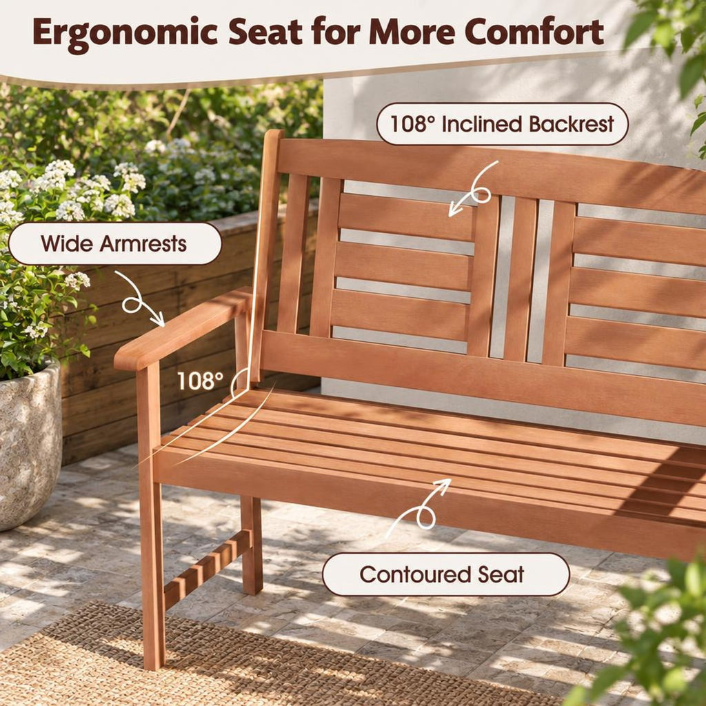 Airfind Outdoor Solid Wood Loveseat Hardwood 2, 660 lbs Capacity, Solid Wood Frame, 26 x 47.5 x 37 Footprint, Wood