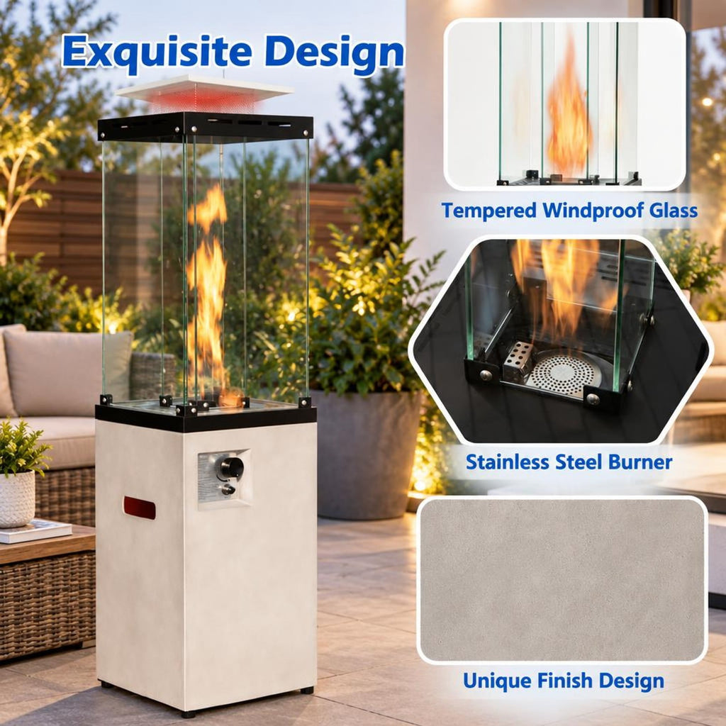 Airfind 41 000 BTU Propane Patio Heater with Metal Hood, 15.5 x 15.5 x 62 (L x W x H) Heat Output: 41 000 BTU Footprint, Gray