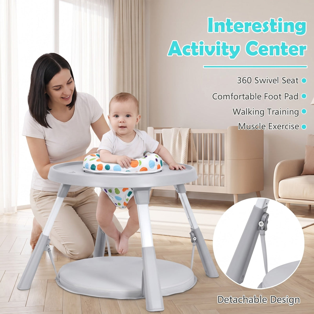 Airfind 5-in-1 Baby Highchair with Height Adjustable and 2-Tier Tray Storage Busket, Iron PP ABS Frame, 26 x 25 x 36.5 Footprint, Gray