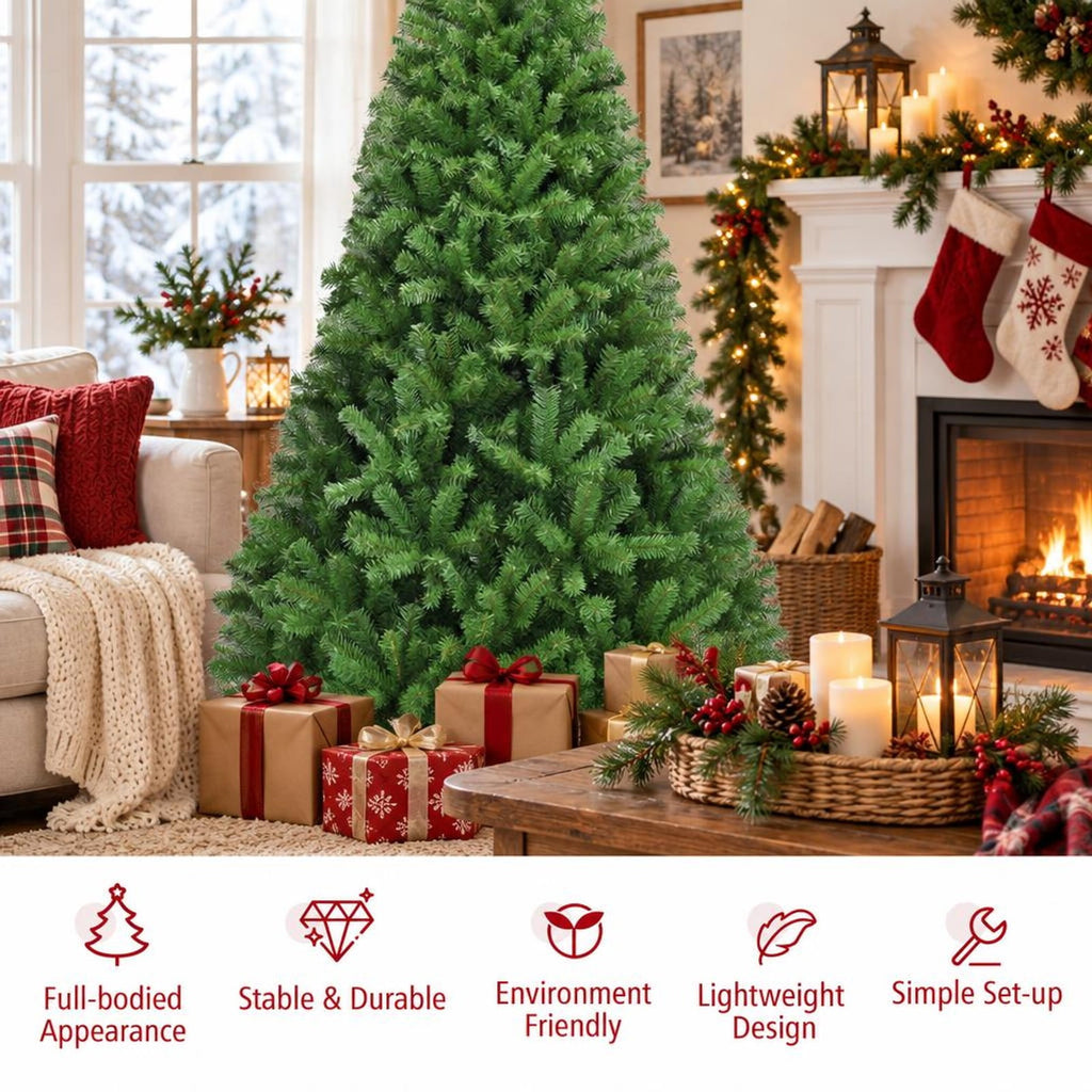Airfind PVC Artificial Christmas Tree Premium Hinged-7.5 ft, PVC iron Frame, 3.8ft x 6ft Footprint, Green