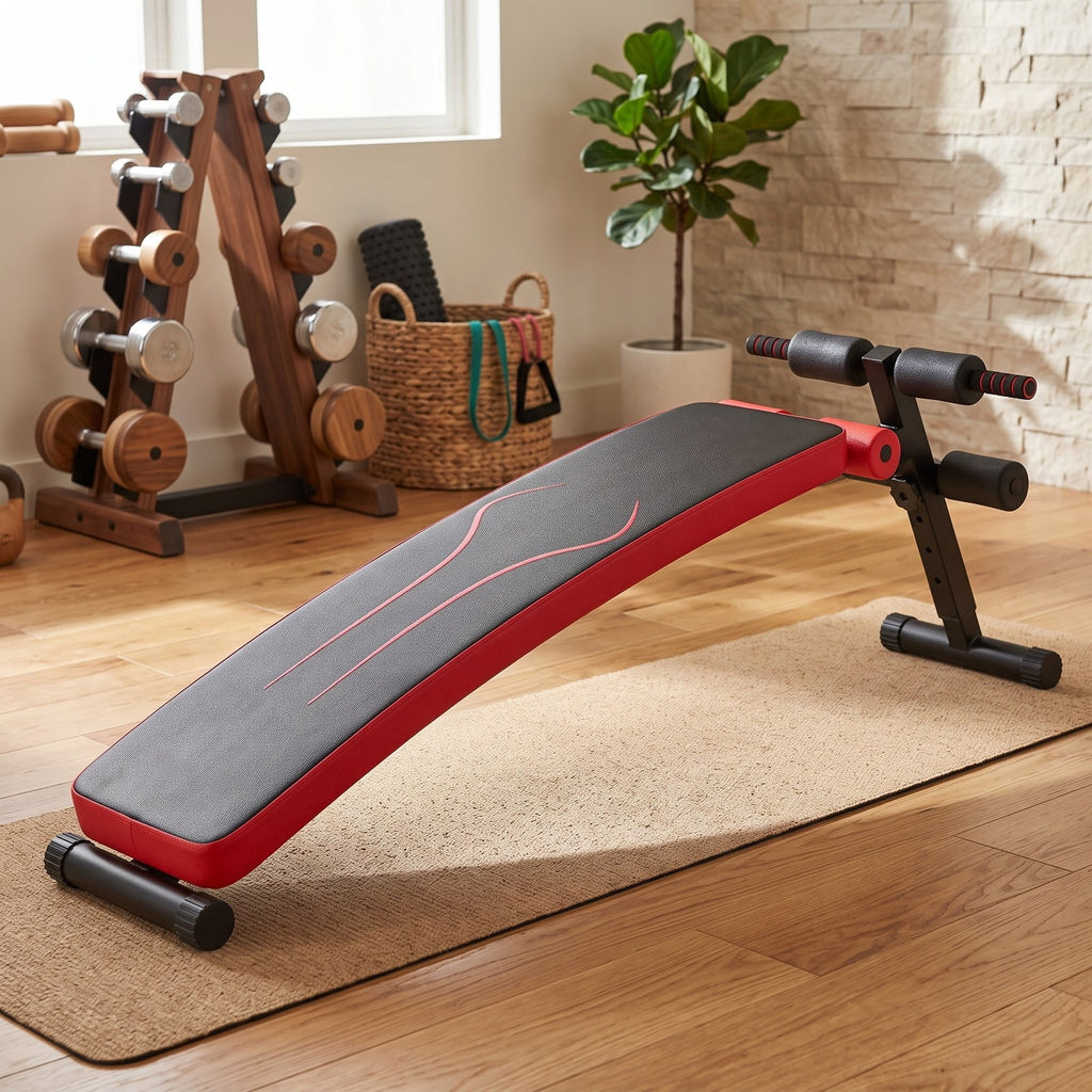 Airfind Folding Weight Bench, Adjustable Sit-Up Board Slant Ab Workout Bench with 4 Positions, Steel Frame Foldable Home Gym Strength Training Bench, 441 lbs, Red
