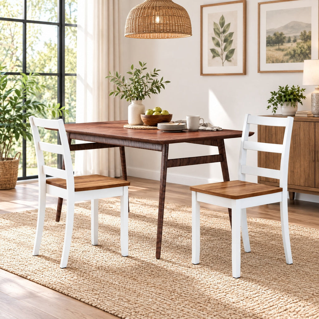 Airfind Set of 2 Wood Dining Chairs with Solid Rubber Wood Legs, 400 lbs Capacity, Rubber Wood MDF Plywood Frame, Wood