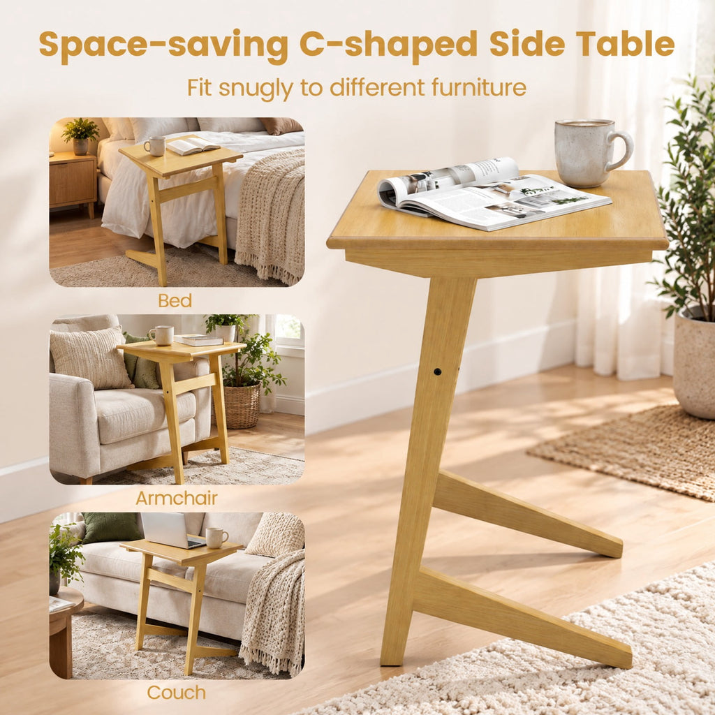 Airfind Set of 2 Wood Sofa Side Table C, 165 lbs Capacity, Rubber Wood MDF Frame, 20 x 18 x 24.5 Footprint, Wood