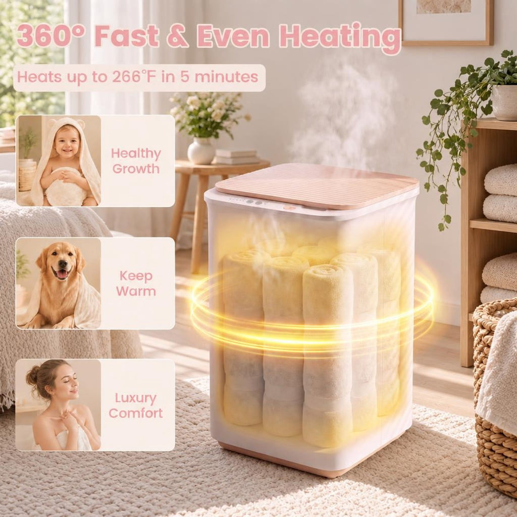 Airfind Heated Towel Warmer with 4 Heat Timer and Auto Shut Off for Oversized Towels, 11.5 Inch x 11 Inch x 18.5 Inch Capacity 20LRated Footprint, White