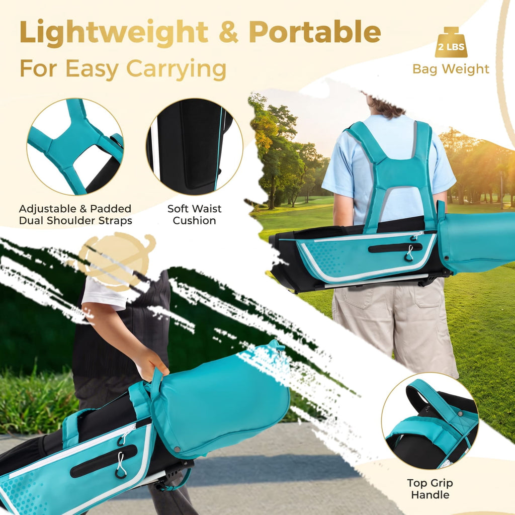 Airfind Junior Complete Golf Club Set for Kids Right Hand with Driver Irons Putter Stand Bag and Rain Hood Ages 8 to 10, Blue