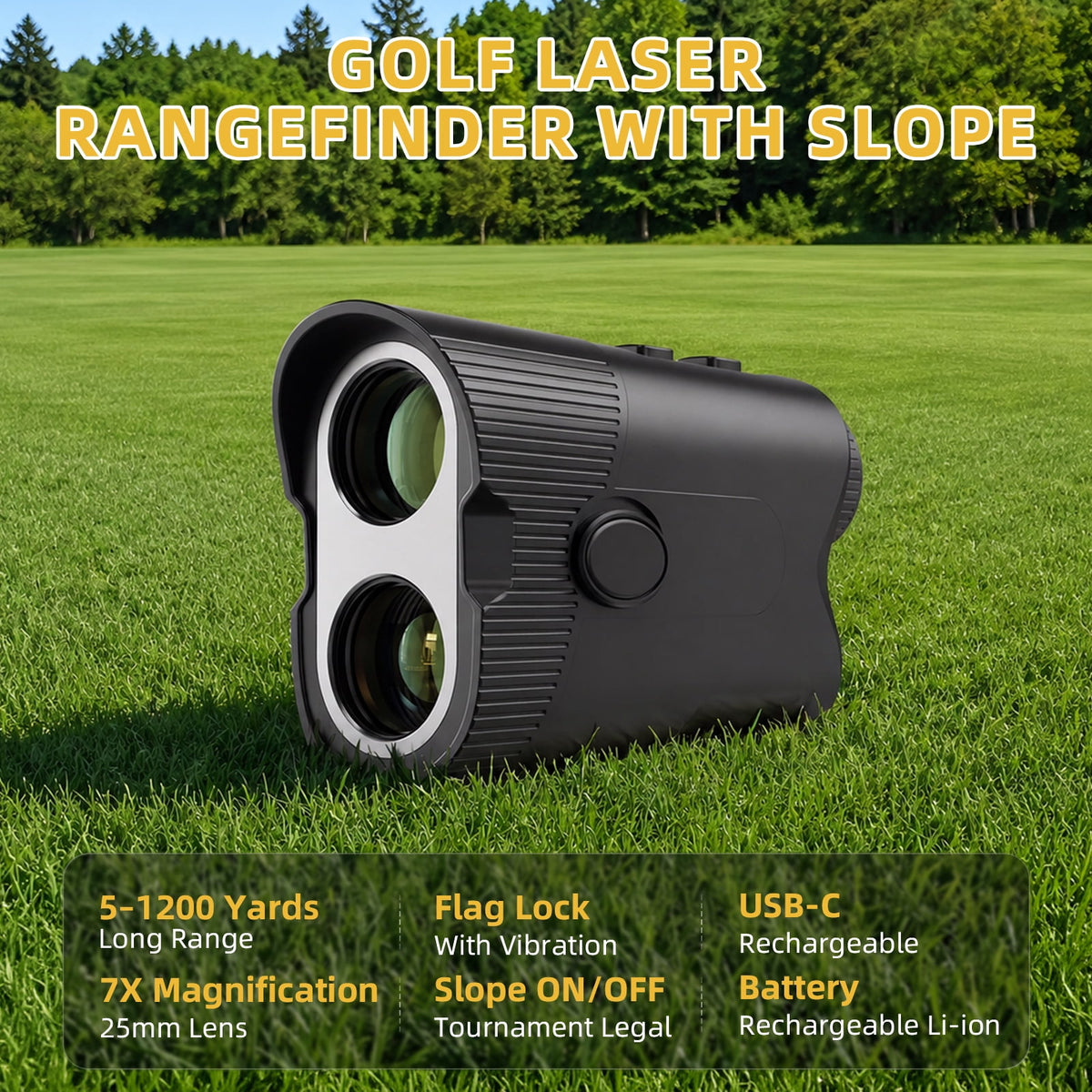 Airfind Golf Rangefinder with Slope, 1200 Yards Laser Range Finder for Golf and Hunting with 7X Magnification, Flag Lock Vibration and Rechargeable Magnetic Mount
