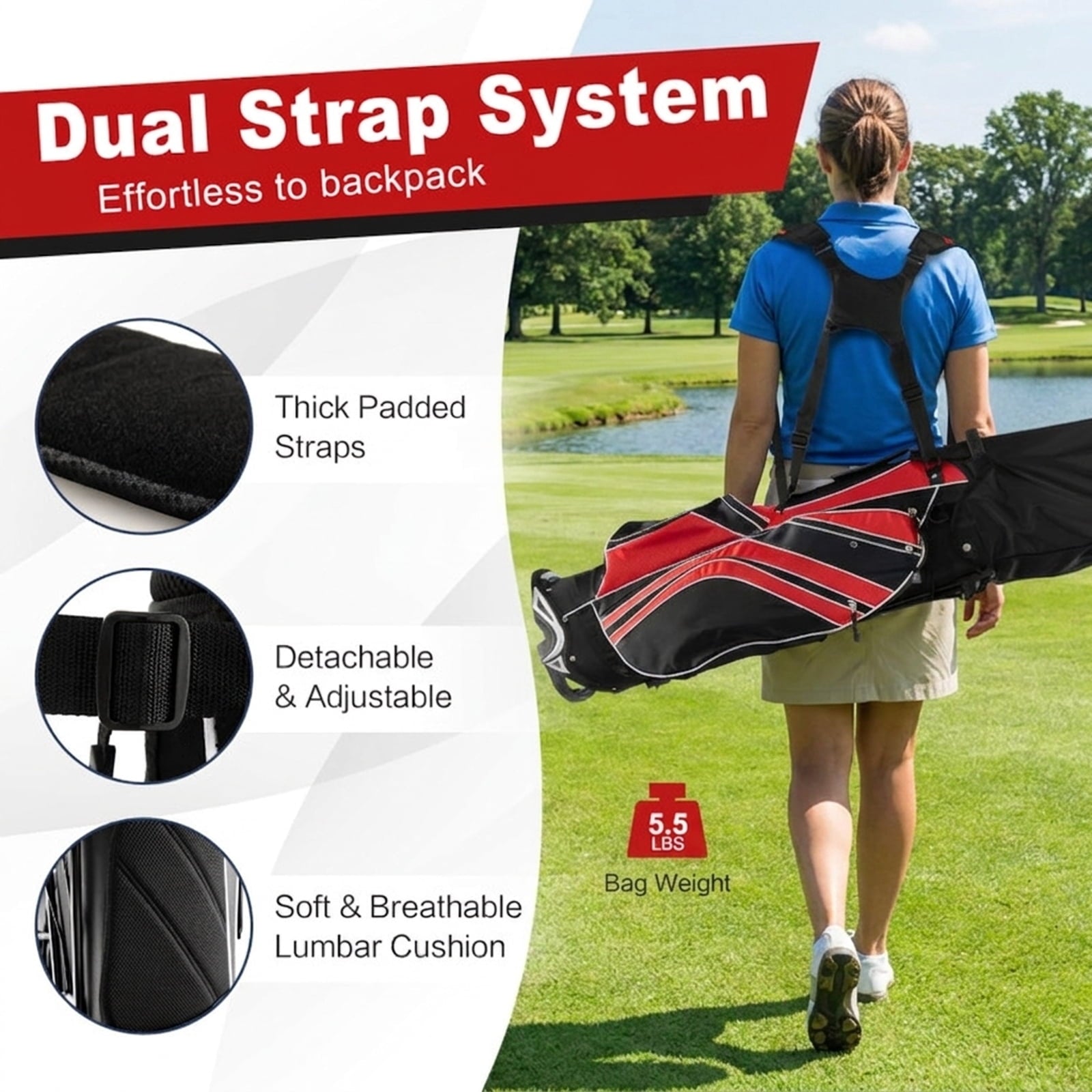 Airfind 6-Way Top Stand Bag with Auto-Deploy Legs and 8 Storage Pockets, Red