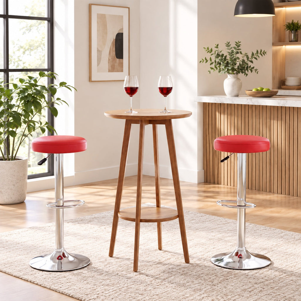 Airfind Set of 2 Height-adjustable Swivel Bar Stool with 360° Swivel bar stool, Stool 400 lbs Capacity, 15 x 15 x 25.5-33.5 Footprint, Red
