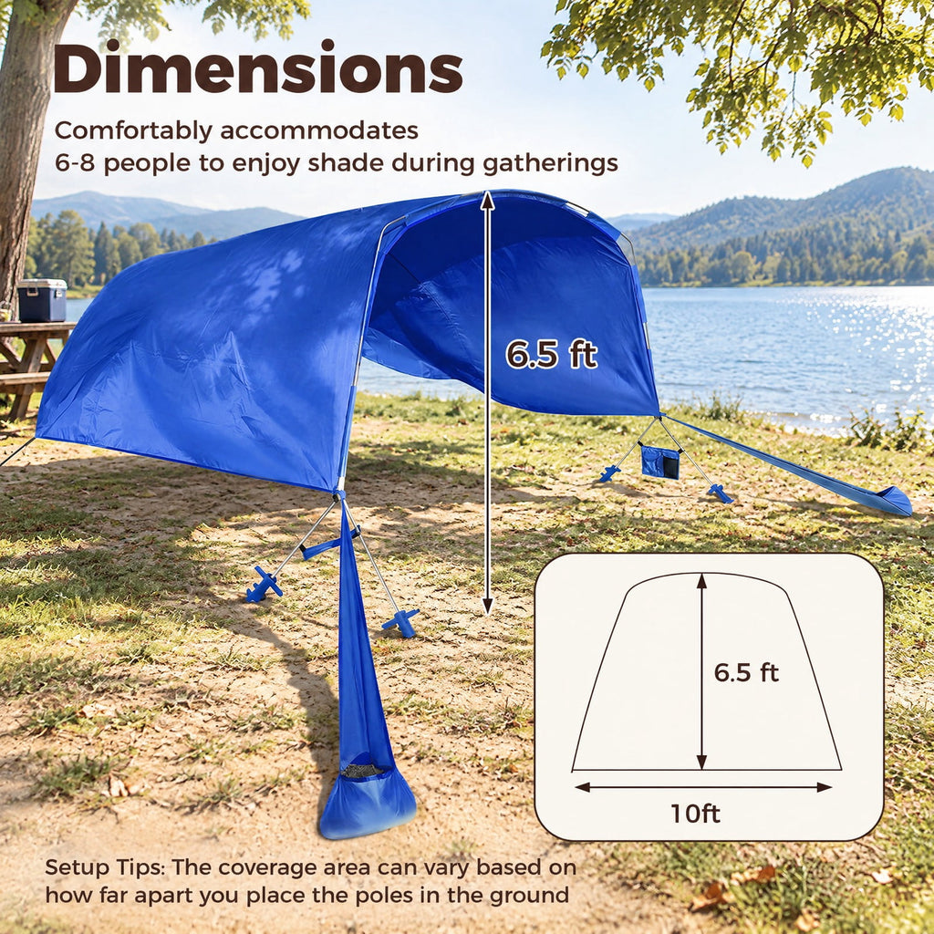 Airfind Wind Powered Beach Tent Portable Sun Shelter Canopy for Picnic, 70D Nylon Fabric Aluminum Frame, 10ft x 6.5ft x 6.5ft Carrying Bag Footprint