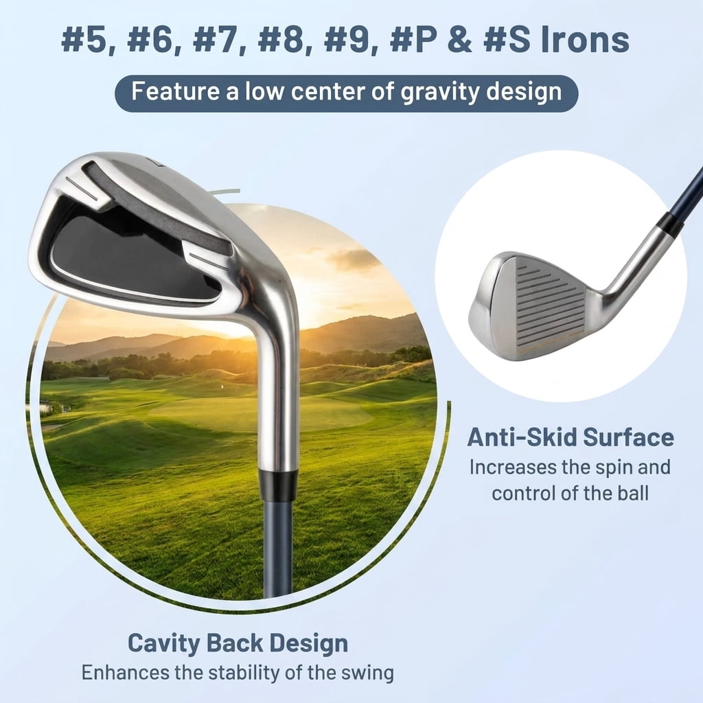 Airfind 11-Piece Mens Complete Golf Set with Driver, Fairway, Hybrid, Irons, Putter and Bag, Yellow
