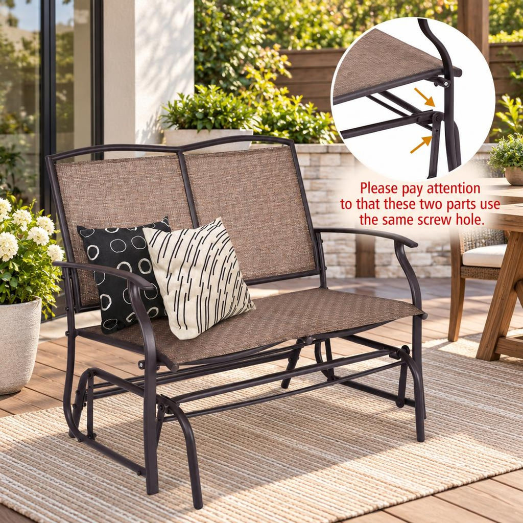Airfind Outdoor Iron Patio Rocking Chair for Backyard and Lawn, 396 lbs Capacity, Steel and textilene Frame, 41.3 x 28.1 x 36.6 Footprint, Black