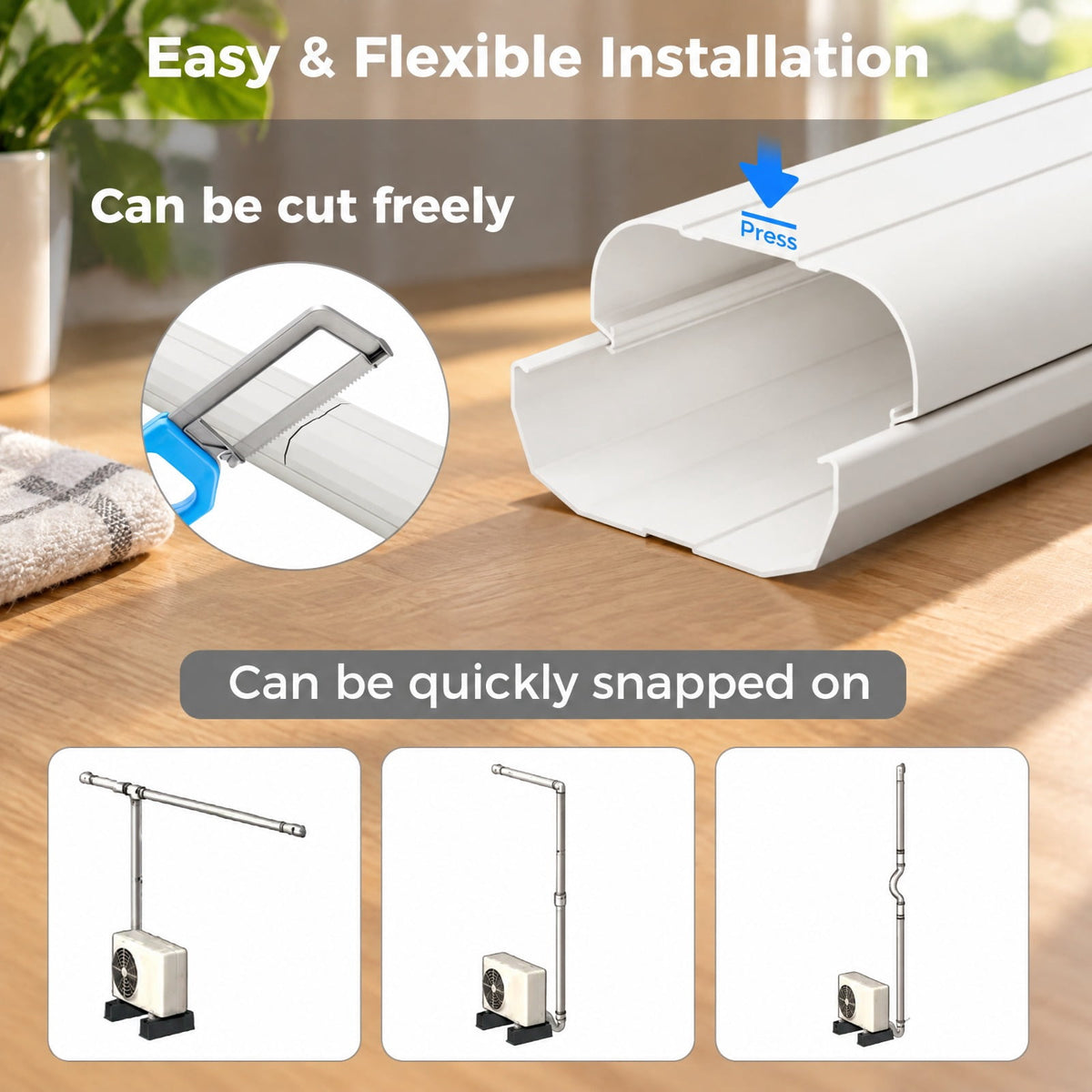 Airfind 4 Inches W Mini Decorative PVC Slim Line Cover Kit-4 inches, PVC Straight Duct Frame, 39.5 x 2.7 x 4 Flexible Duct Footprint, White