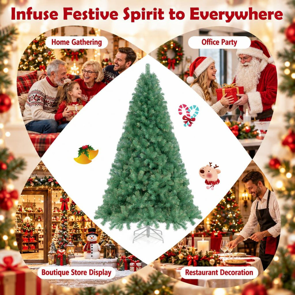 Airfind Pre-Lit Tinsel Christmas Tree Artificial Xmas Tree Home Office Party Seasonal Holiday Decoration, PVC PET Metal Frame, 4.5 x 7.5 ft Footprint