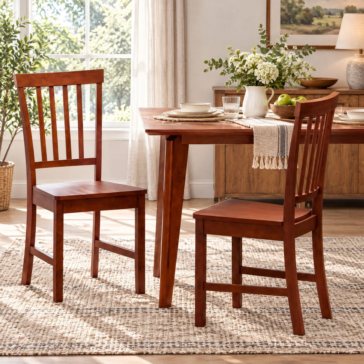 Airfind Set of 2 Dining Chairs with Solid Wooden Legs, 275 lbs Capacity, Rubber wood MDF Frame, 16 x 20 x 36 Footprint, Walnut