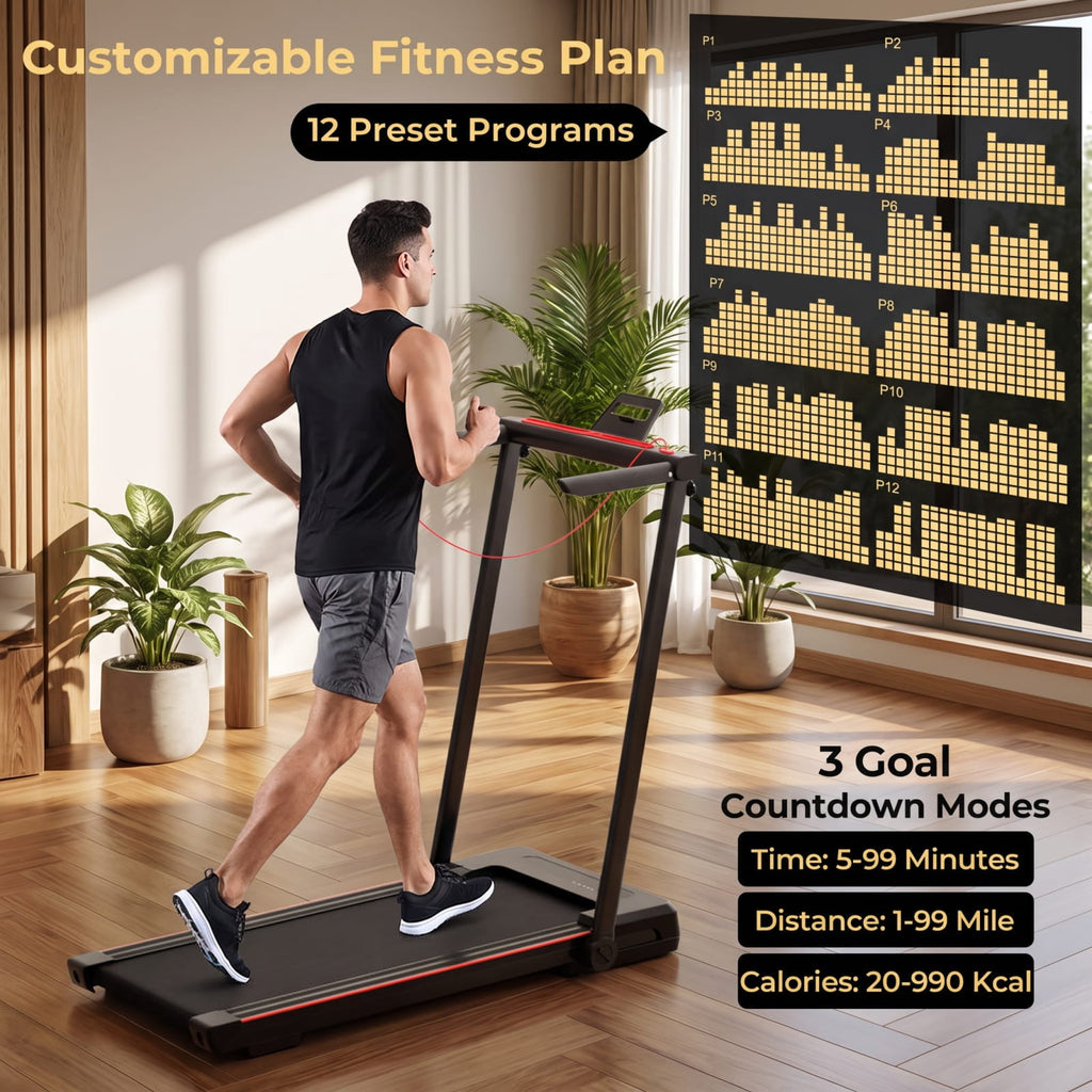 Airfind 3 in 1 Folding Treadmill with Removable Desk and LCD Display for Home Office Under Desk Walking and Jogging, Black