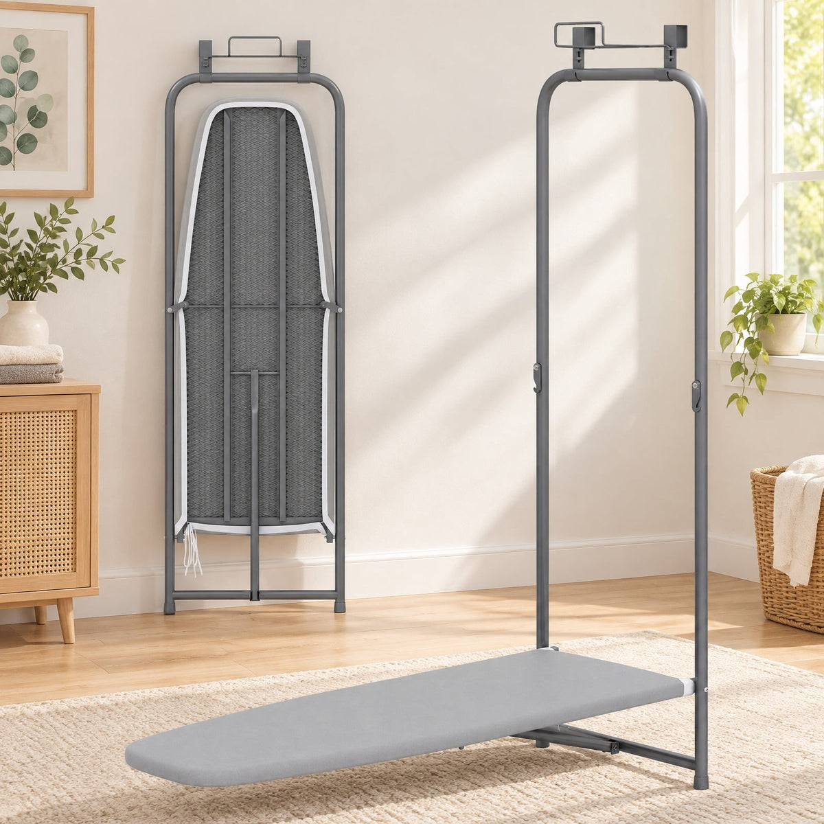 Airfind Over the Door Ironing Board Space-Saving Metal Hanging Ironing Board, 22 lbs Capacity, Cotton Sponge Metal Frame, 42 x 17 x 50 Footprint