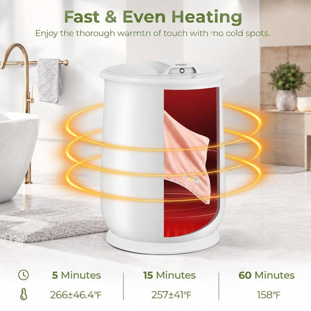 Airfind Towel Warmer Bucket featuring Auto Shut Off for Bathroom, PP Galvanized Sheet PC Frame, 13.5 Inch x 13.5 Inch x 18.5 Inch Footprint, White