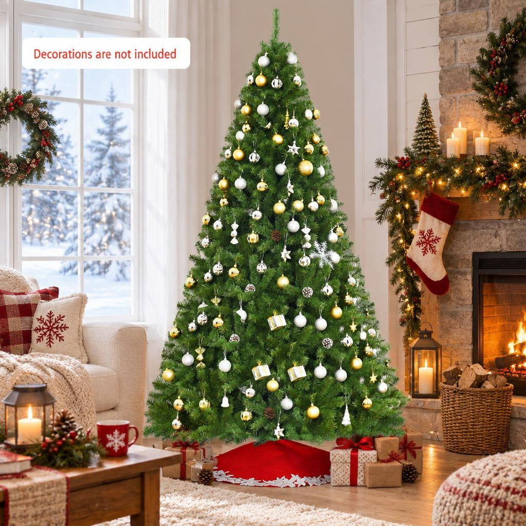 Airfind PVC Artificial Christmas Tree Premium Hinged-9 ft, PVC iron Frame, 3.8ft x 6ft Footprint, Green